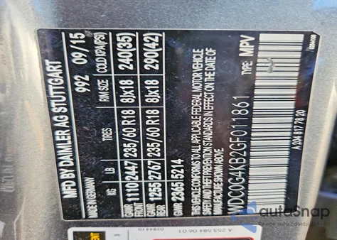 2016 Mercedes-Benz Glc 300 4Matic z USA, uszkodzony, nr VIN WDC0G4KB2GF011861